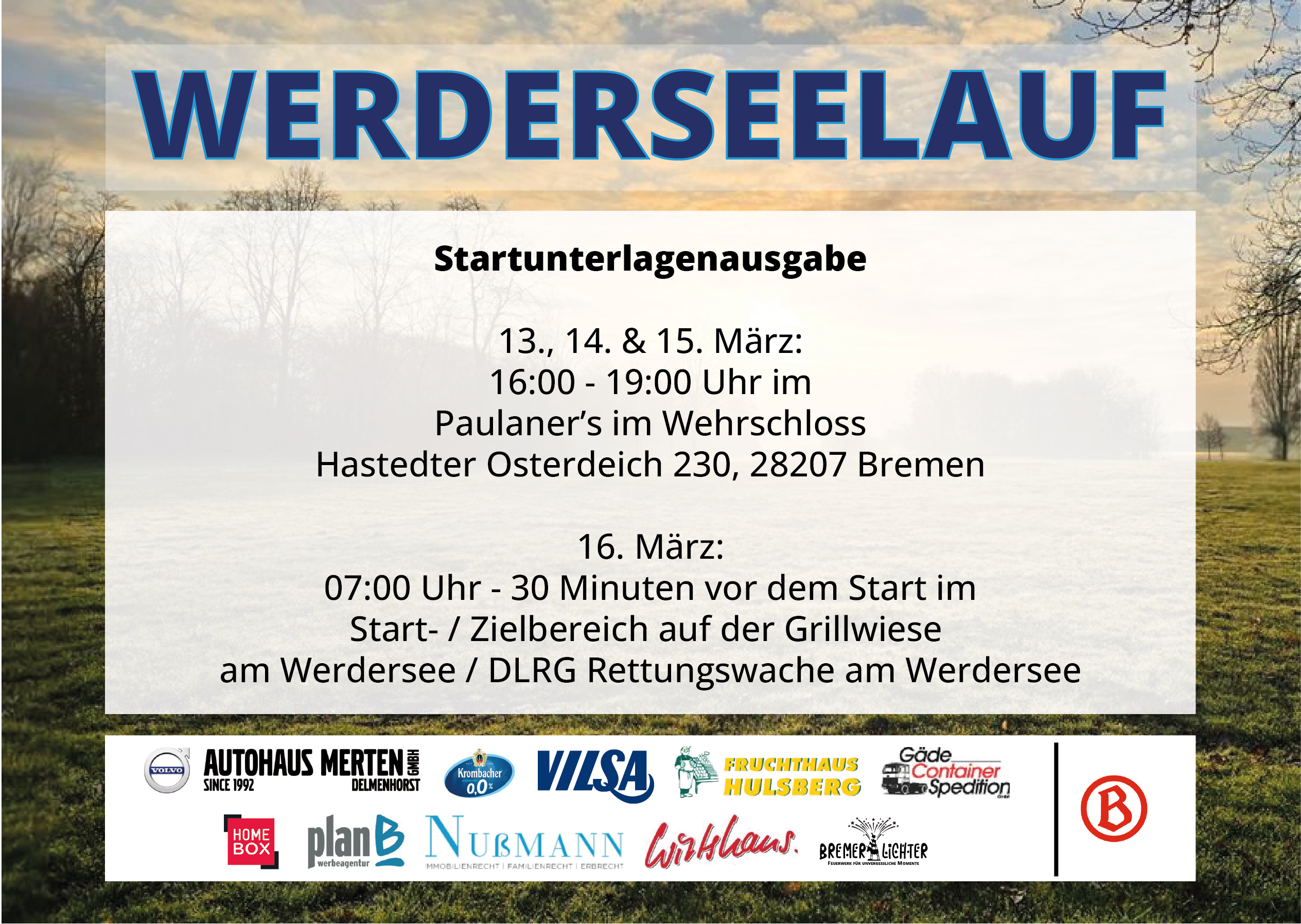 📢 Startunterlagenausgabe & Pasta Party – WERDERSEELAUF 2025 🎽🍝